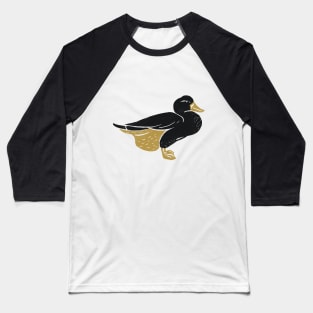 Cute Duck Woodcut Printing Style For Mom and Dad Baseball T-Shirt